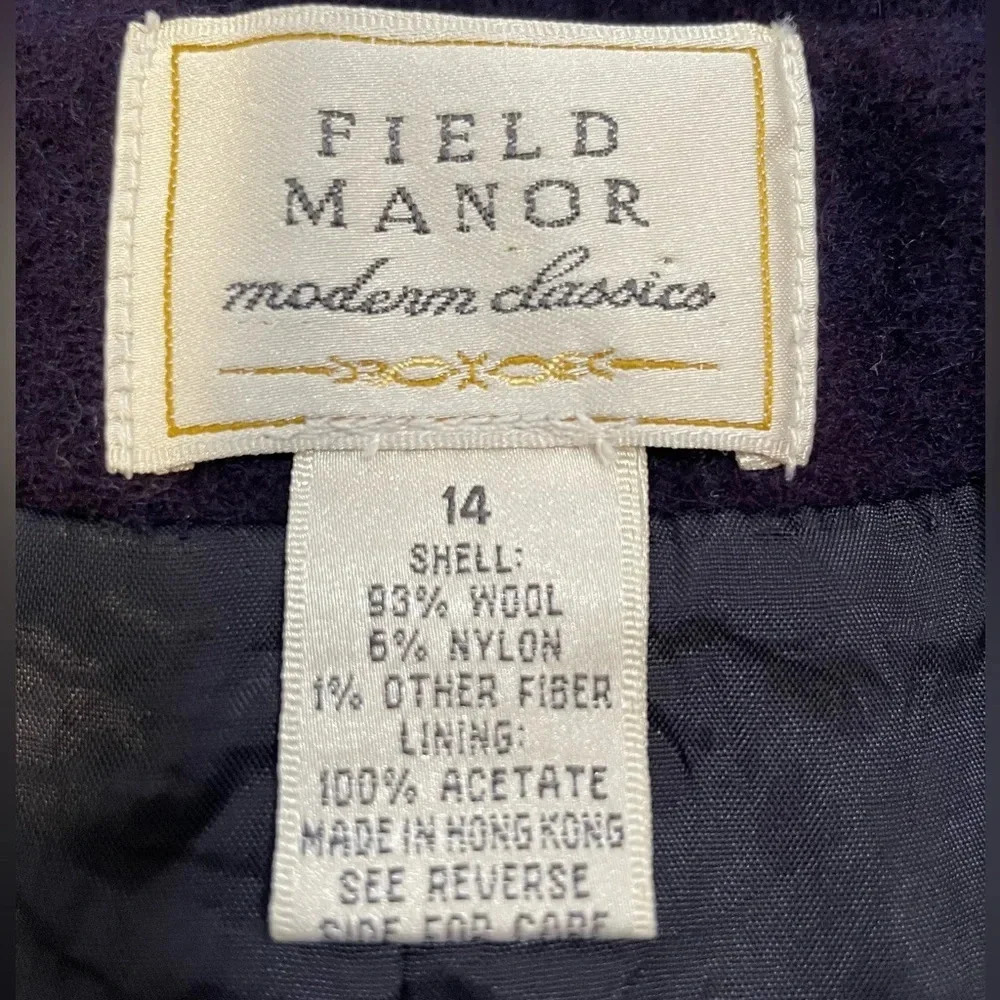 Vintage Field Manor Modern Classics Navy Blue Wool Blend Lined Skirt Warm Sz 14 - Picture 2 of 9